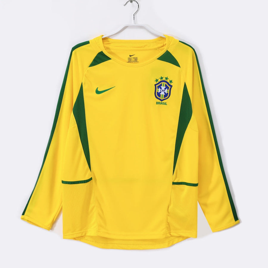 2002 Maillot  Brésil Domicile Rétro  Manches Longues
